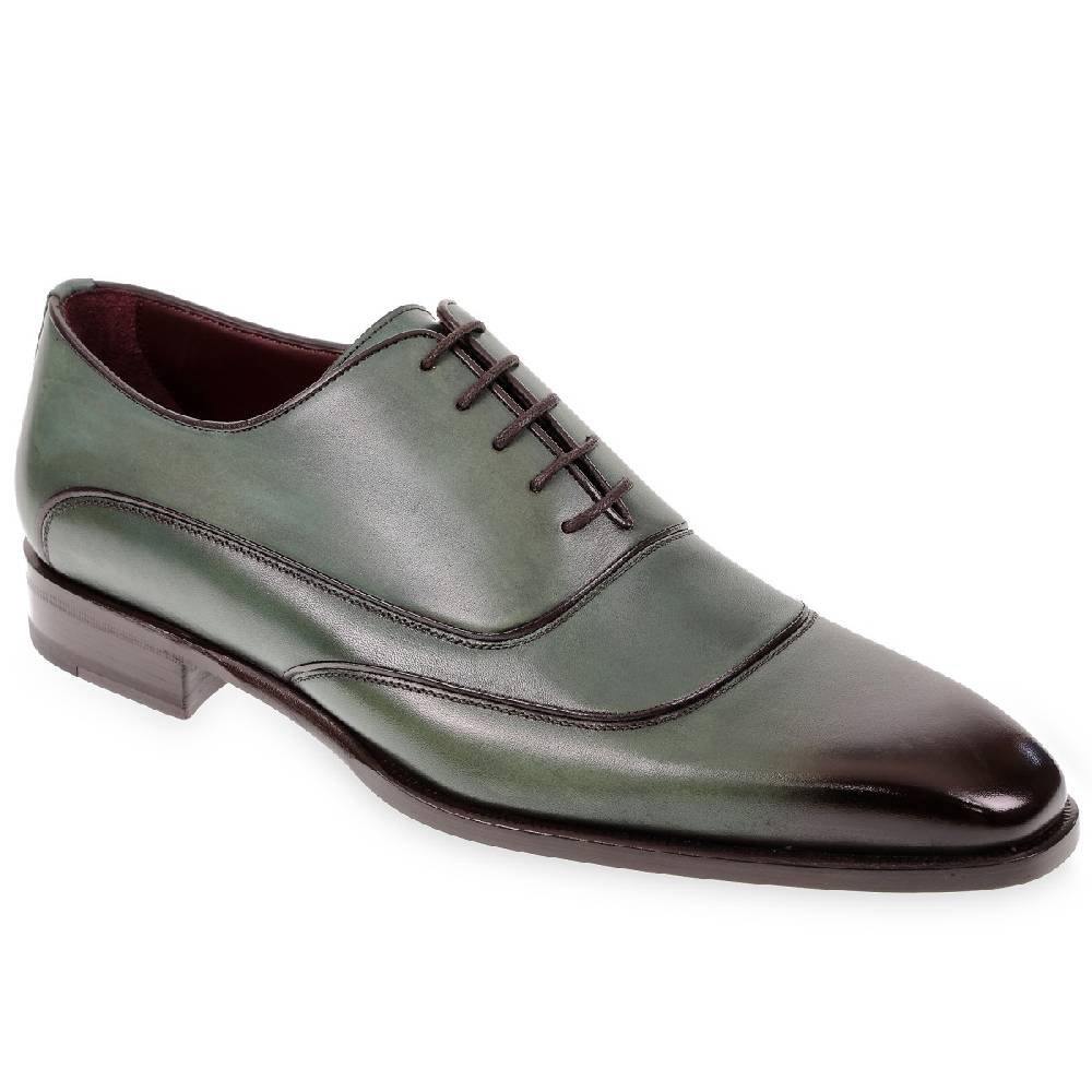 Lartigiano Del Cuoio Scarpe oxford da uomo in pelle verde tinta a mano da Fratelli Borgioli Prezzo Ridotto