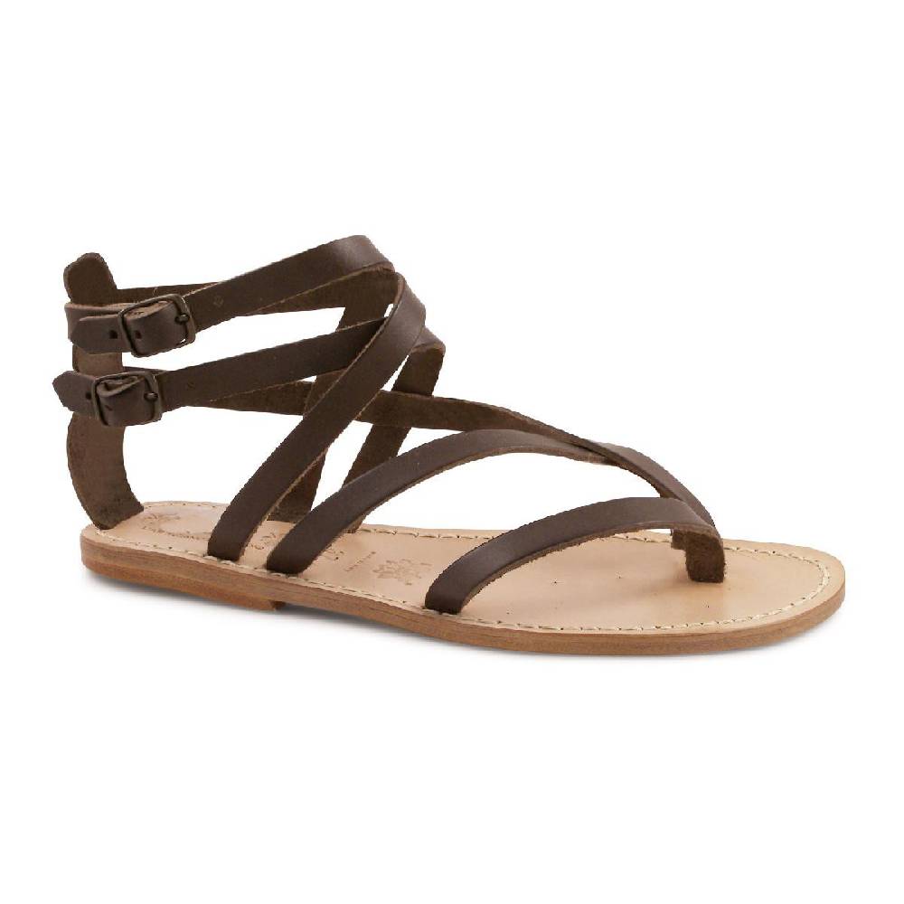 Lartigiano Del Cuoio Sandali gladiatore donna in pelle marrone artigianali