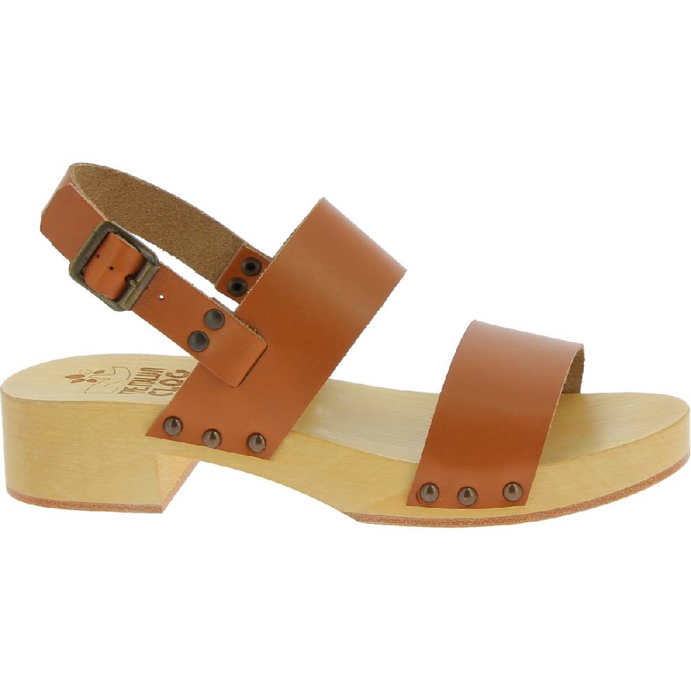 Lartigiano Del Cuoio Zoccoli in legno donna con fasce in pelle beige Saldi