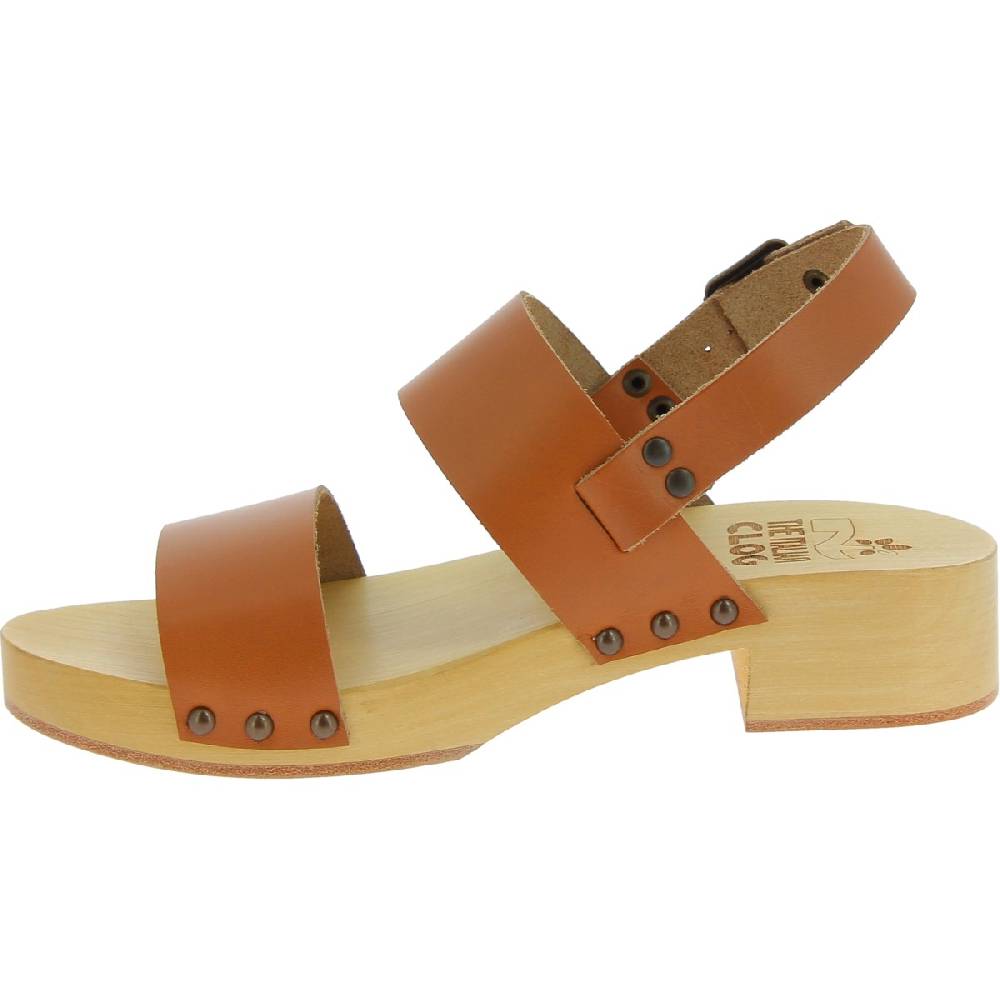 Lartigiano Del Cuoio Zoccoli in legno donna con fasce in pelle beige Saldi