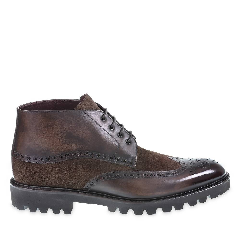 Lartigiano Del Cuoio Stivaletti brogue in pelle e camoscio marrone - Fratelli Borgioli In Linea