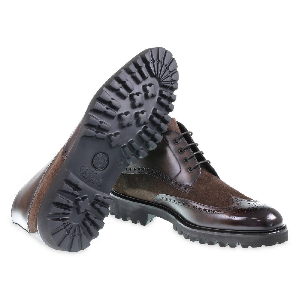 Lartigiano Del Cuoio Stivaletti brogue in pelle e camoscio marrone - Fratelli Borgioli In Linea