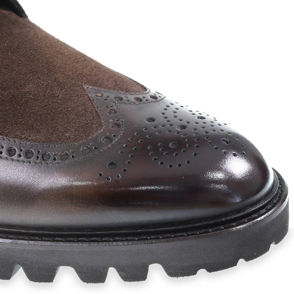 Lartigiano Del Cuoio Stivaletti brogue in pelle e camoscio marrone - Fratelli Borgioli In Linea