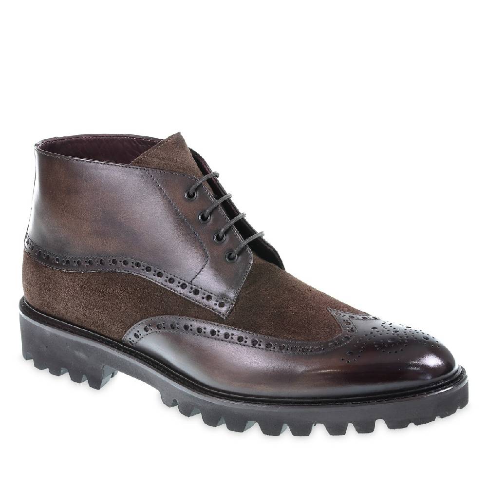 Lartigiano Del Cuoio Stivaletti brogue in pelle e camoscio marrone - Fratelli Borgioli In Linea