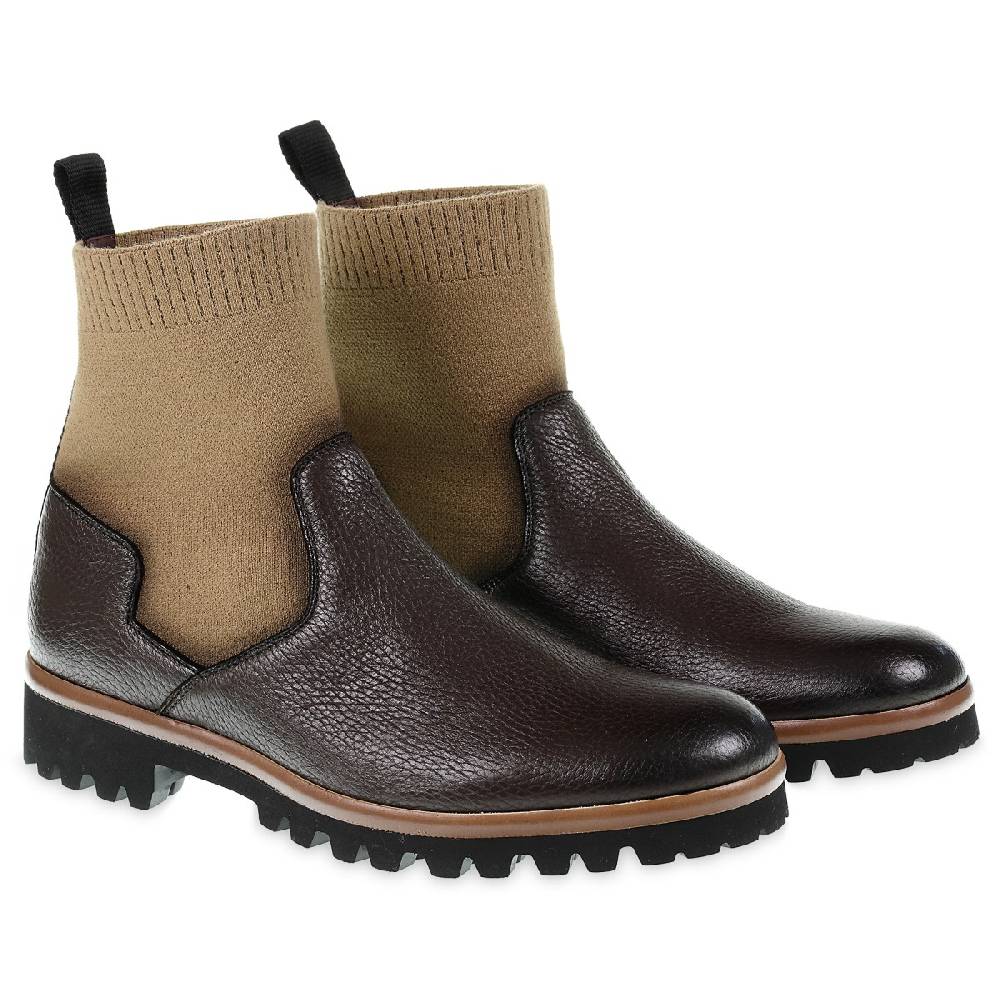 Lartigiano Del Cuoio Stivaletto chelsea in cervo marrone e cashmere - Fratelli Borgioli Nuovo