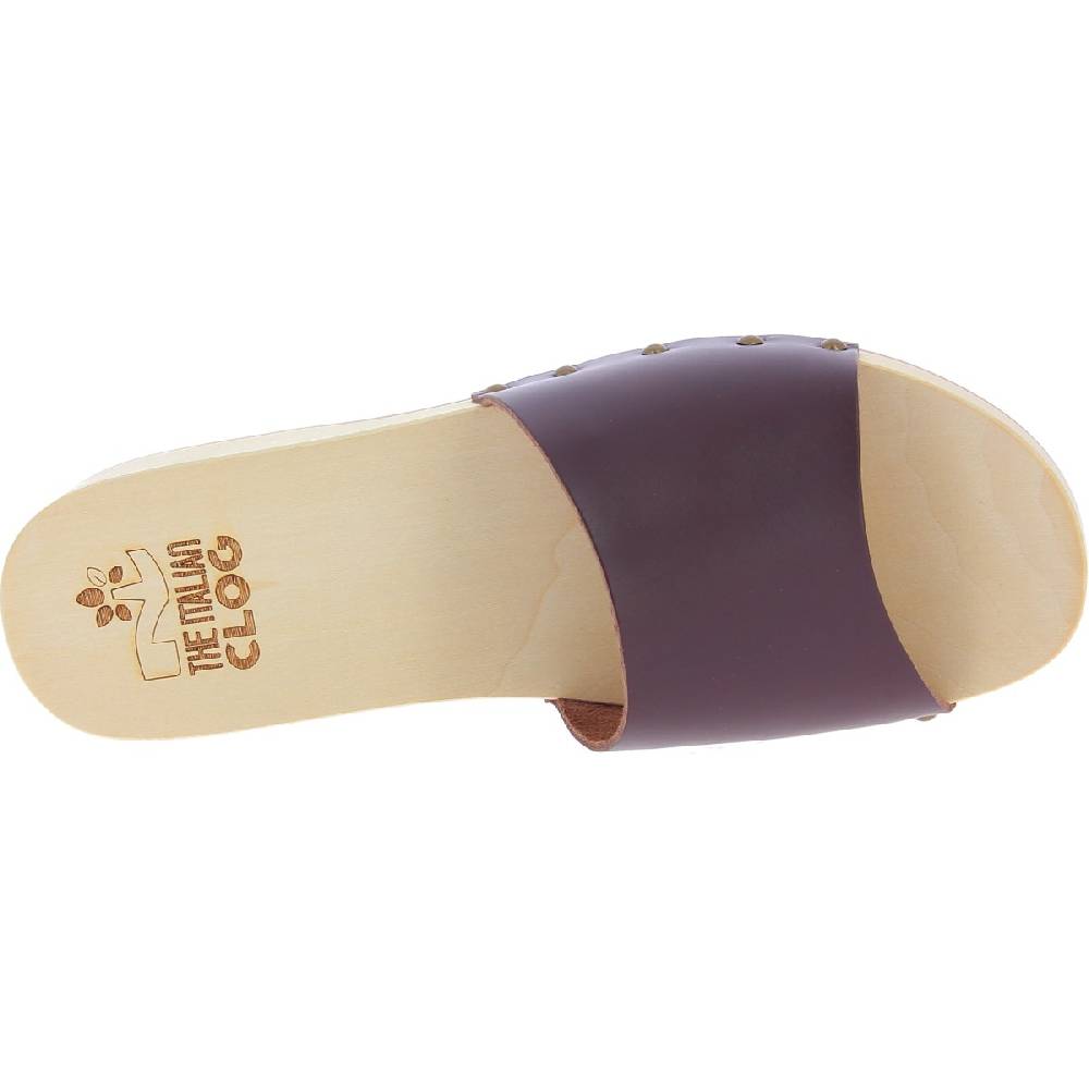 Lartigiano Del Cuoio Zoccoli in legno da uomo con fascia larga in pelle color testa di moro Acquista Ora