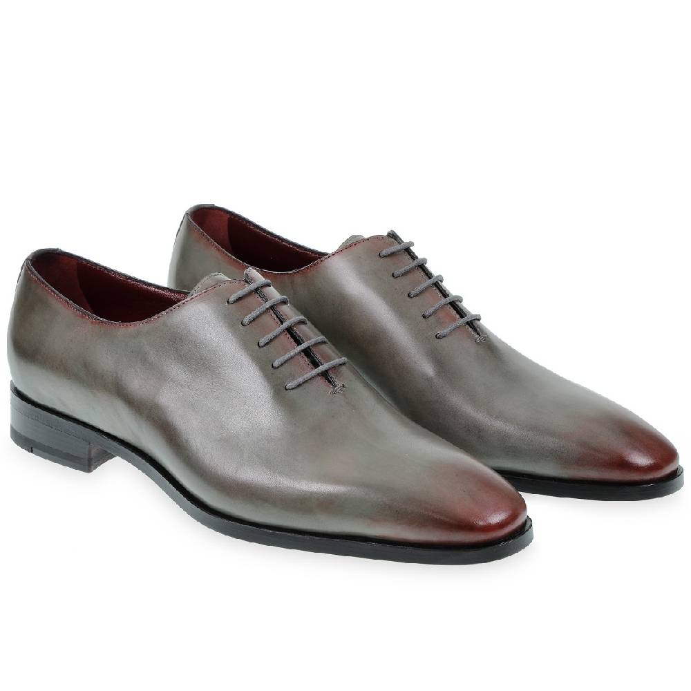 Lartigiano Del Cuoio Scarpe Oxford da uomo in pelle grigia tinta a mano con sfumature bordò Consegna Veloce