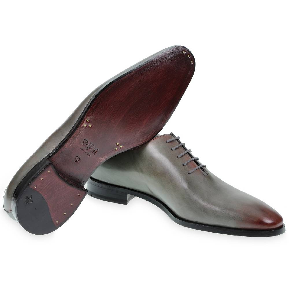 Lartigiano Del Cuoio Scarpe Oxford da uomo in pelle grigia tinta a mano con sfumature bordò Consegna Veloce