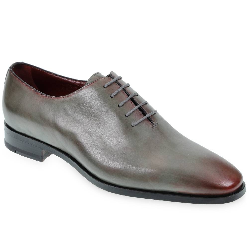 Lartigiano Del Cuoio Scarpe Oxford da uomo in pelle grigia tinta a mano con sfumature bordò Consegna Veloce