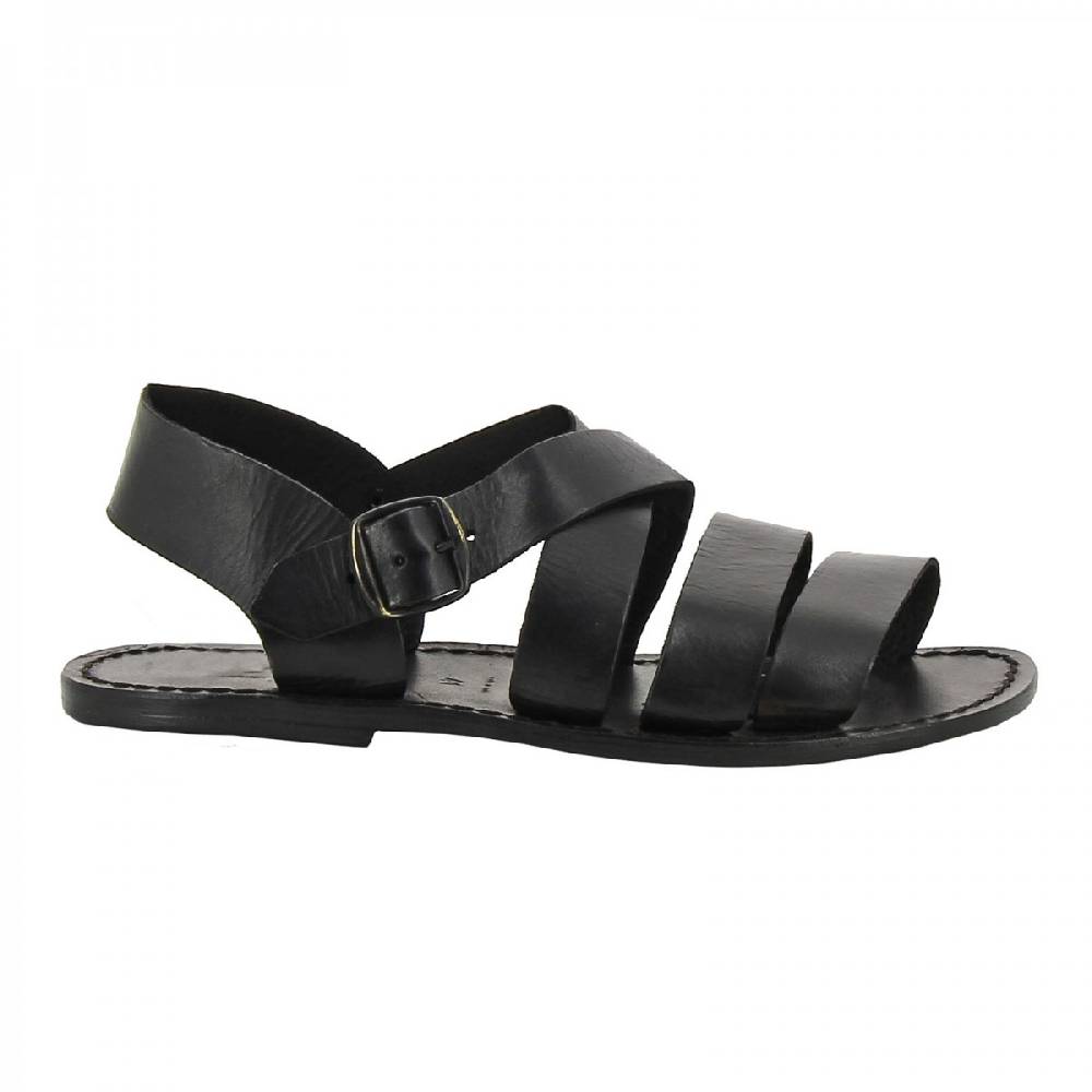 Lartigiano Del Cuoio Sandali in cuoio da uomo fatti a mano in pelle nero Shopping Online