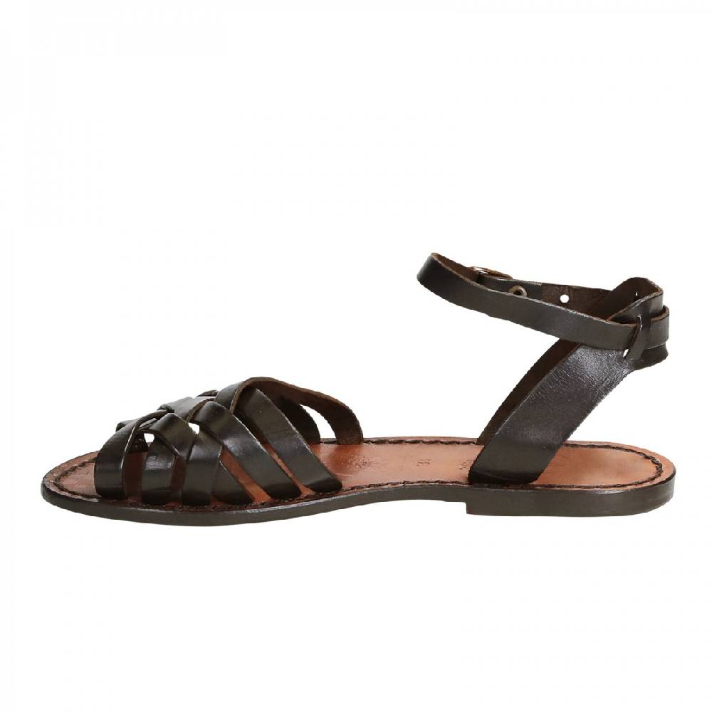 Lartigiano Del Cuoio Sandali artigianali donna in pelle color testa di moro Presa