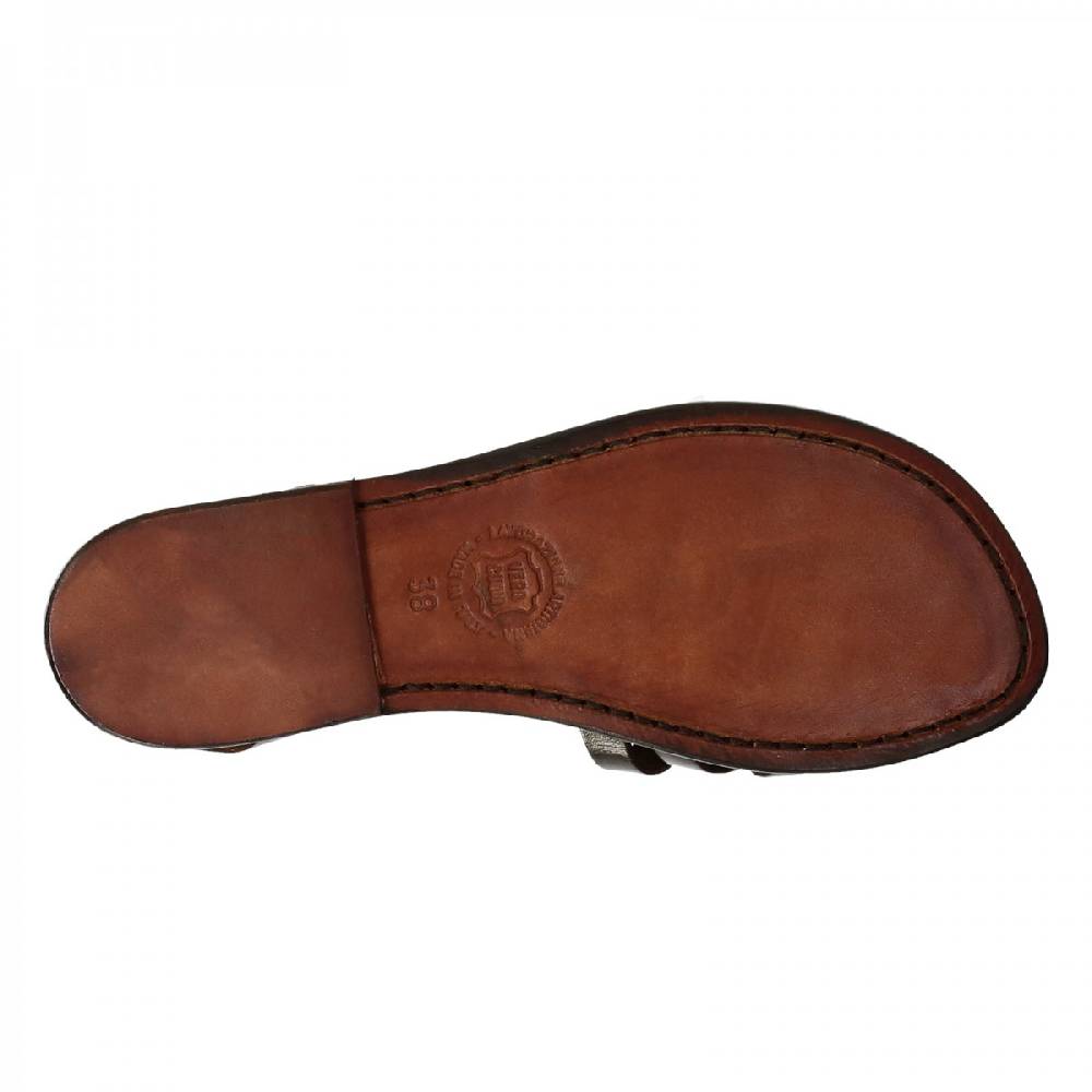 Lartigiano Del Cuoio Sandali artigianali donna in pelle color testa di moro Presa