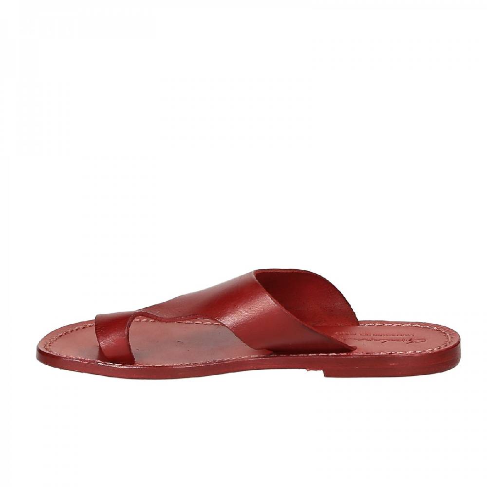 Lartigiano Del Cuoio Ciabatte infradito donna in pelle rosso artigianali Sconto