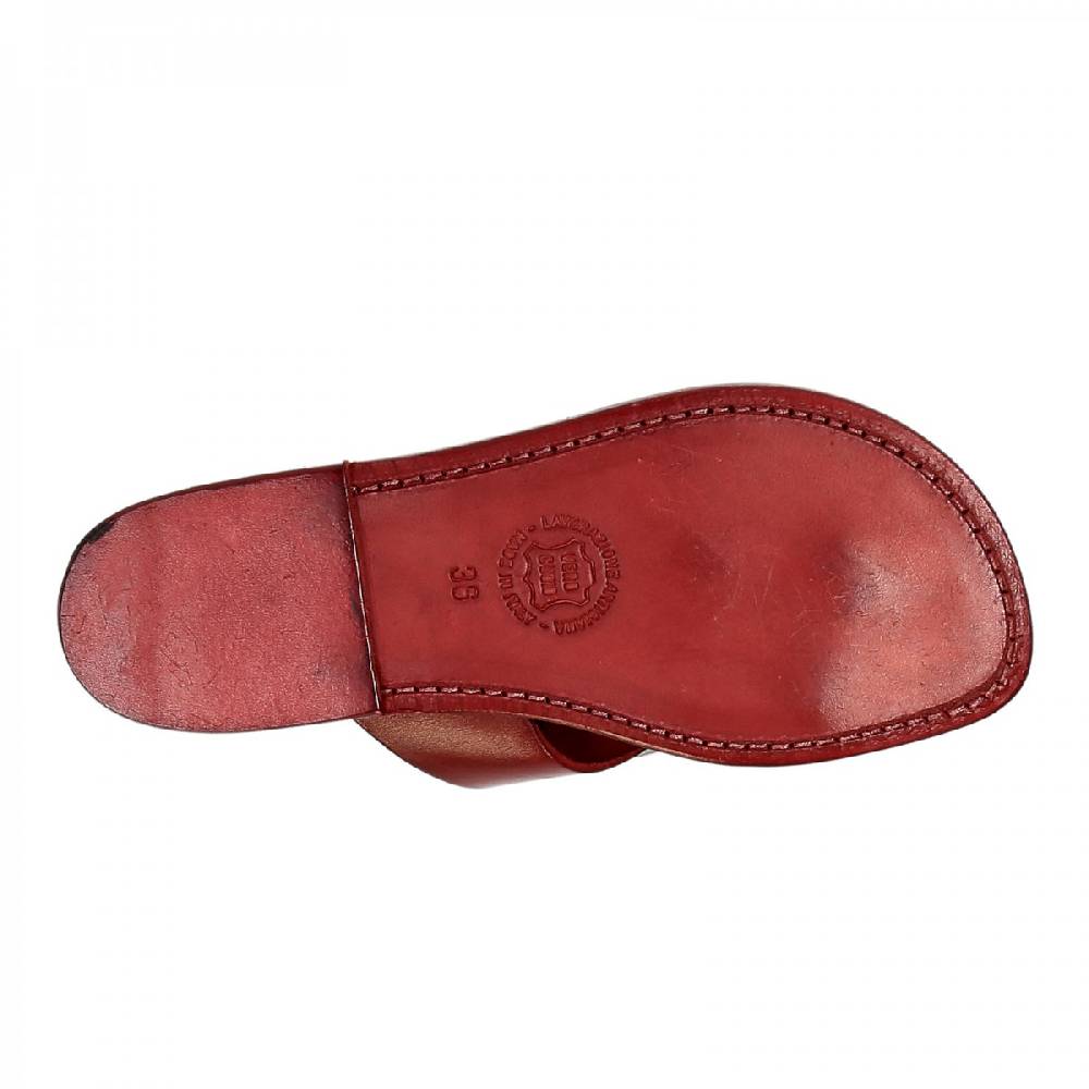 Lartigiano Del Cuoio Ciabatte infradito donna in pelle rosso artigianali Sconto