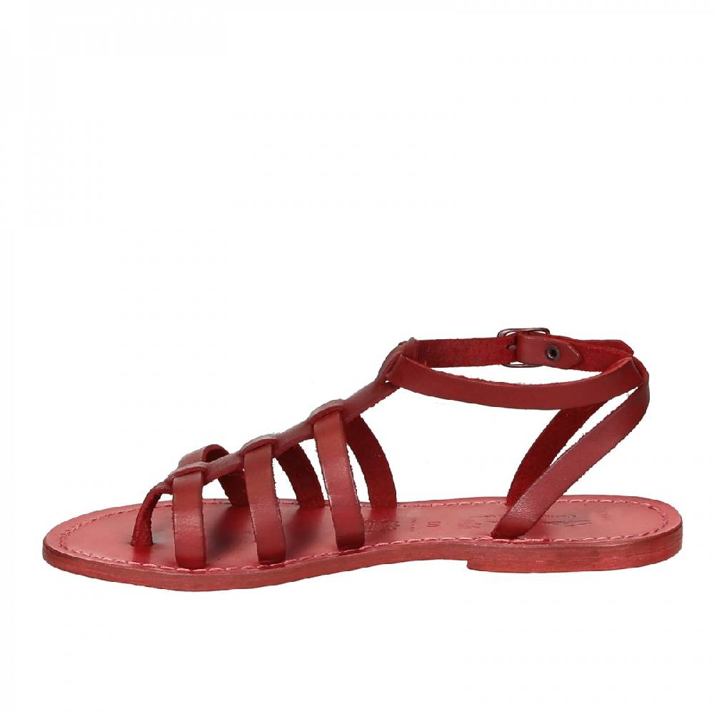 Lartigiano Del Cuoio Sandali gladiatore donna in pelle rosso fatti a mano in Italia Offerta