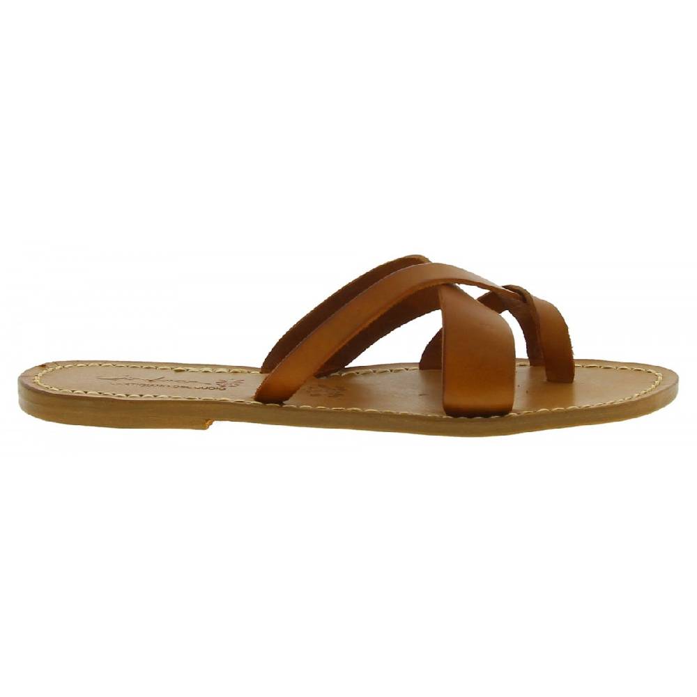 Lartigiano Del Cuoio Ciabatte infradito da donna fatti a mano in pelle color cuoio Outlet