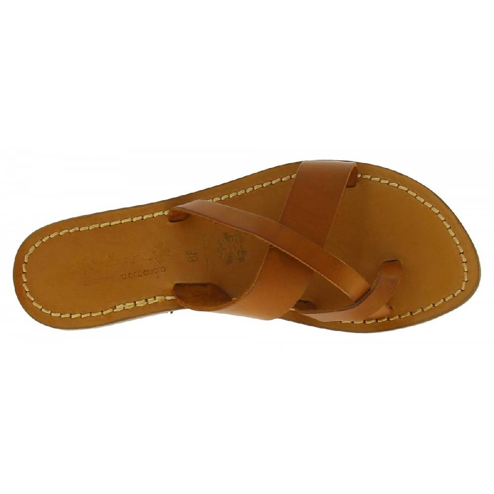 Lartigiano Del Cuoio Ciabatte infradito da donna fatti a mano in pelle color cuoio Outlet