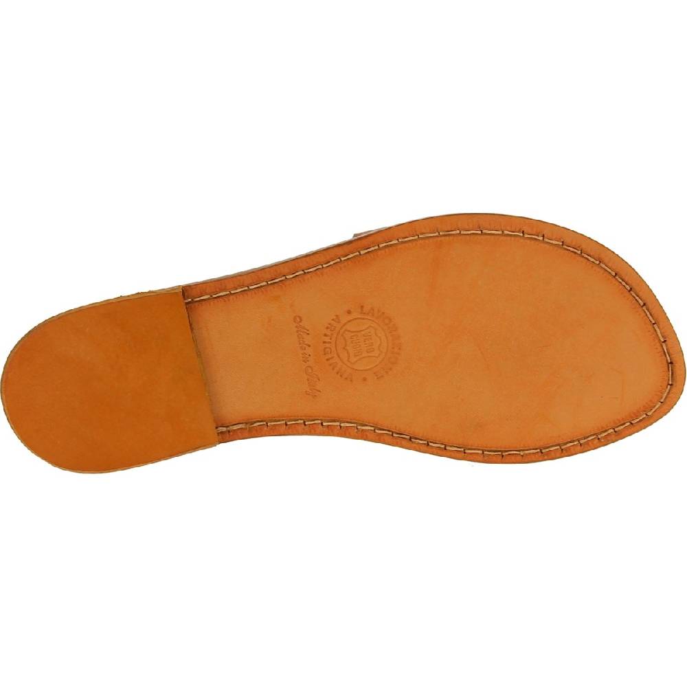 Lartigiano Del Cuoio Ciabatte donna in pelle marrone artigianali In Vendita