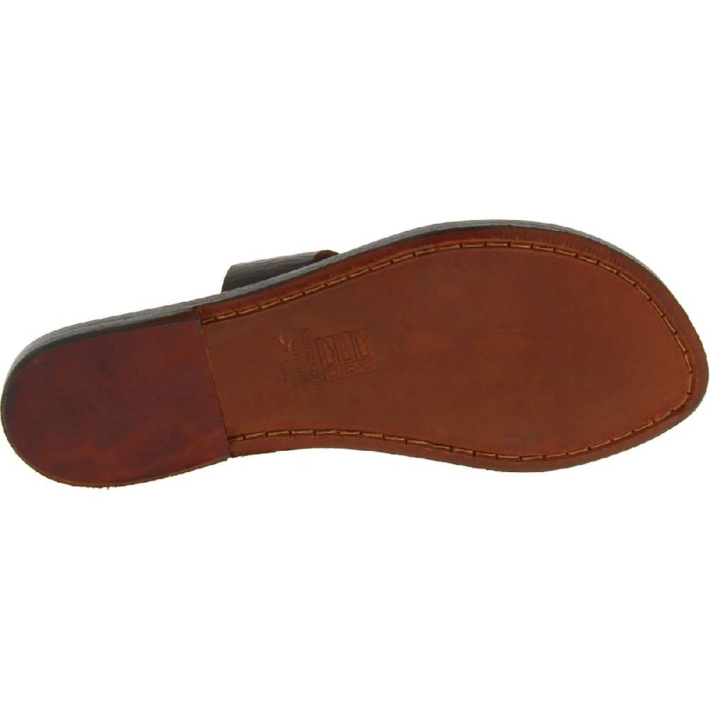 Lartigiano Del Cuoio Ciabatte donna in pelle marrone scuro artigianali Saldi