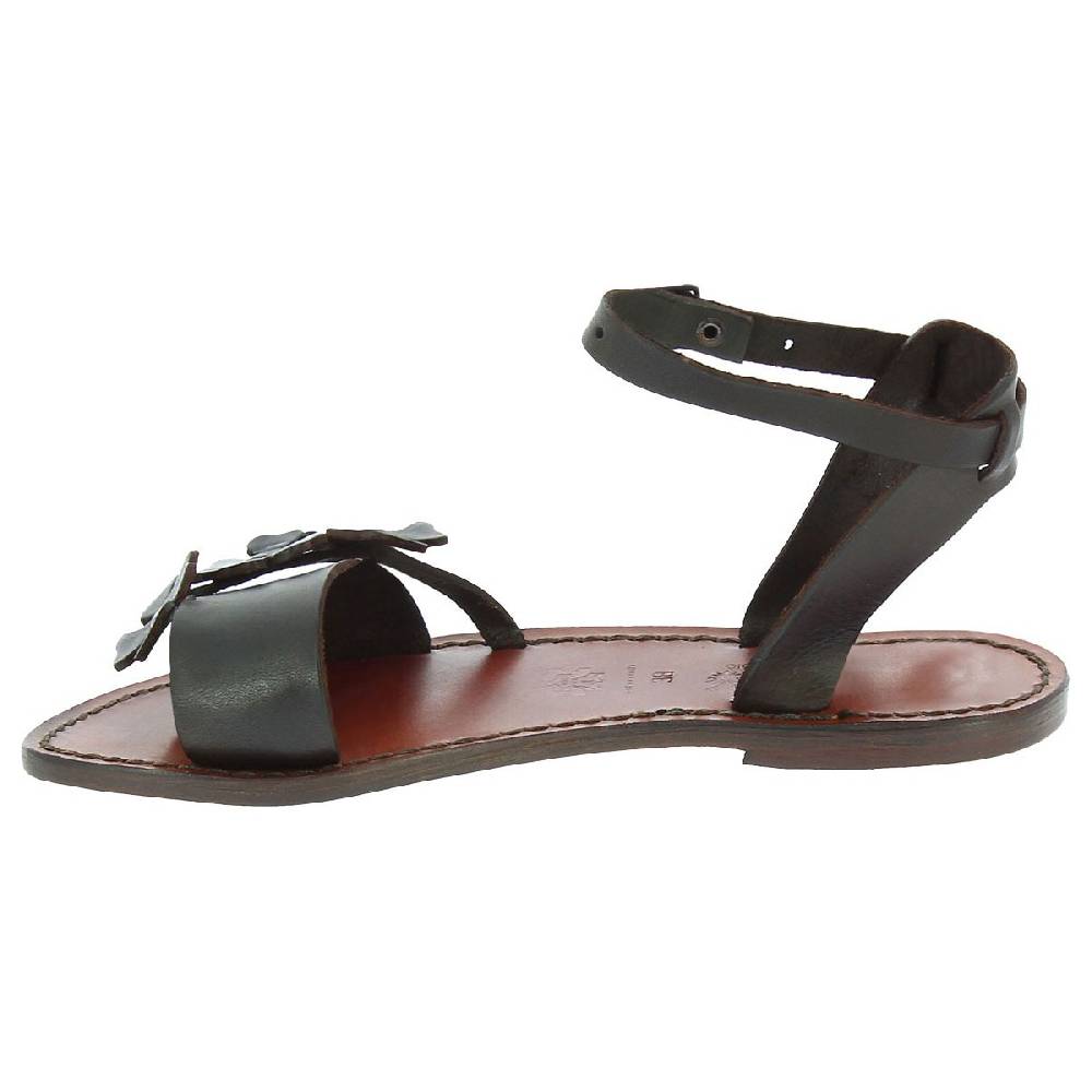 Lartigiano Del Cuoio Sandali bassi donna artigianali in pelle color testa di moro Offerte