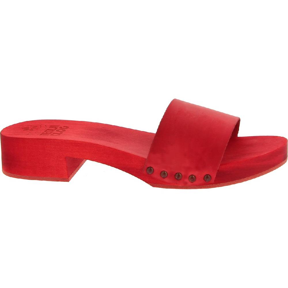 Lartigiano Del Cuoio Ciabatte in legno rosso con fascia in pelle artigianali Convenienza