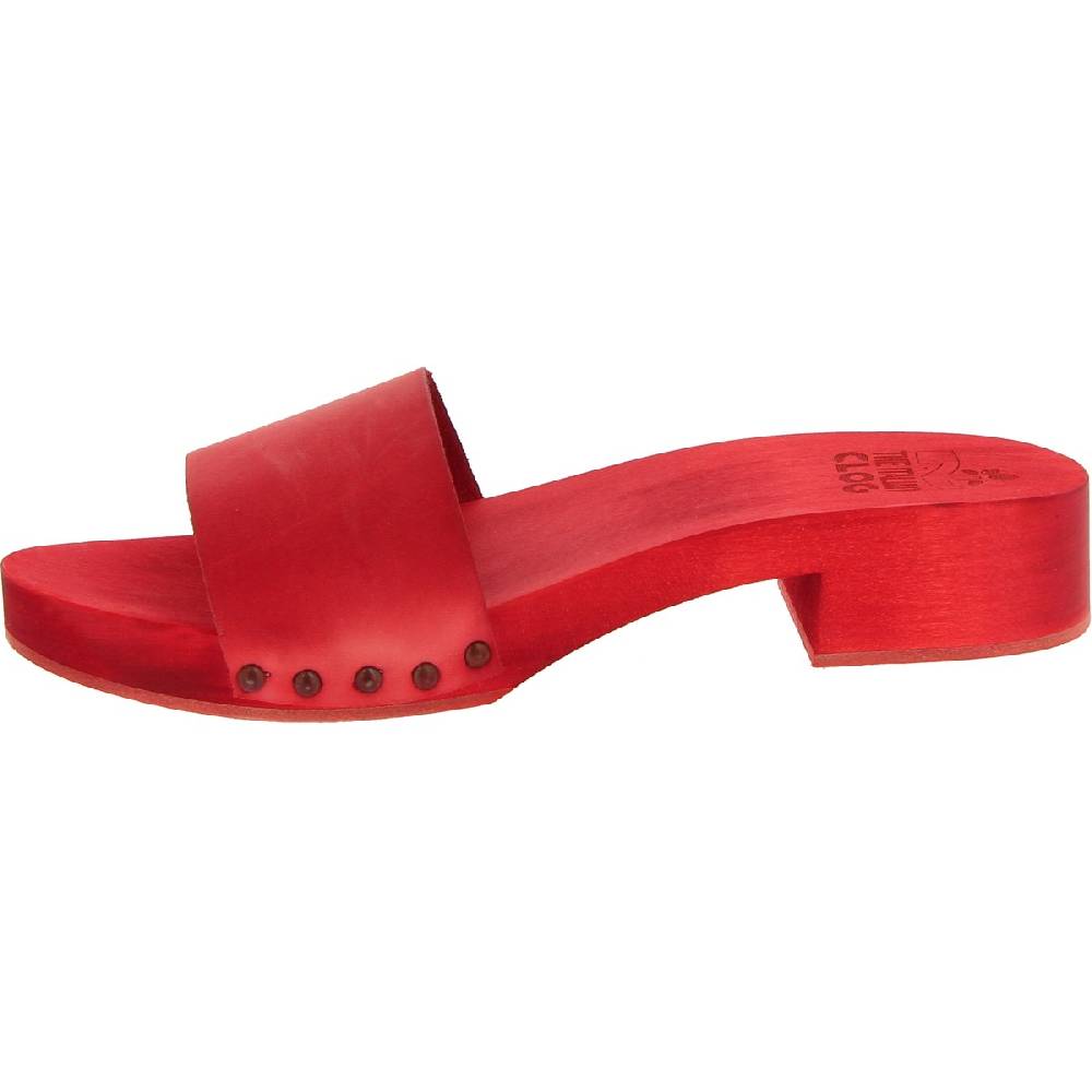 Lartigiano Del Cuoio Ciabatte in legno rosso con fascia in pelle artigianali Convenienza