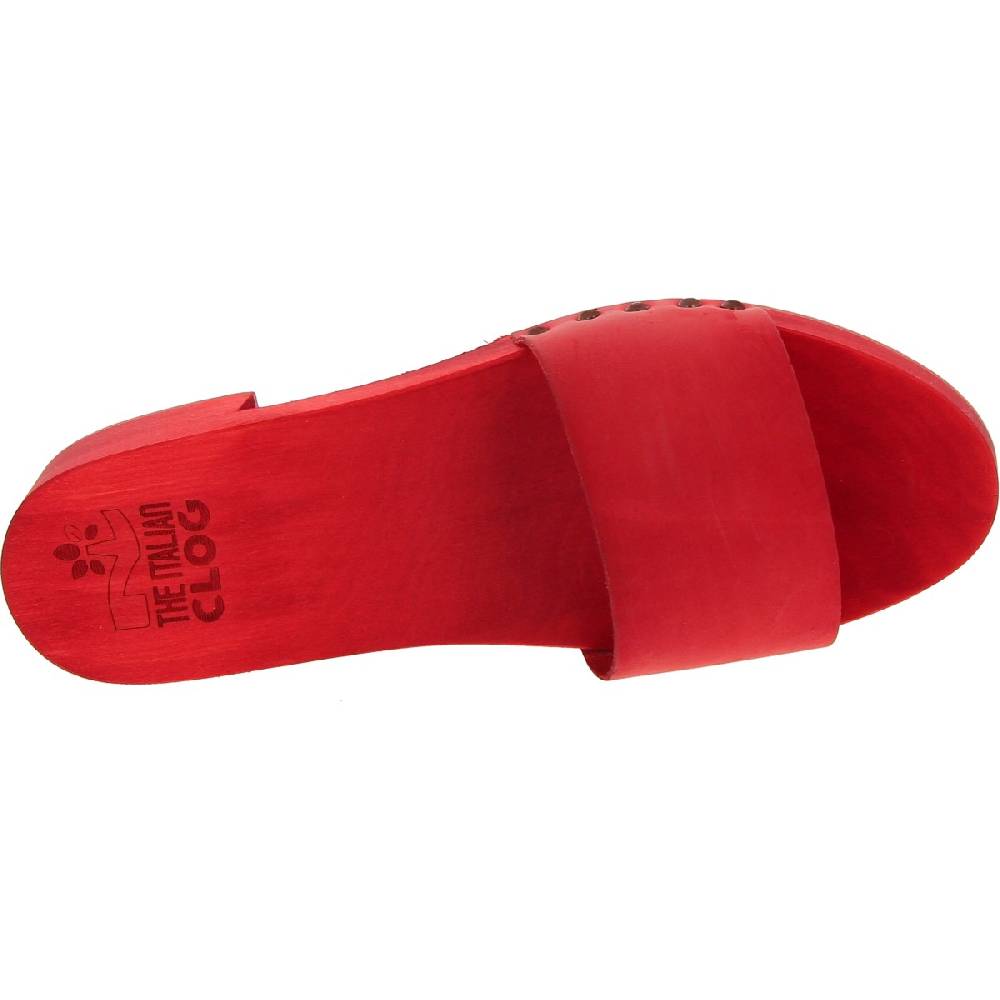 Lartigiano Del Cuoio Ciabatte in legno rosso con fascia in pelle artigianali Convenienza