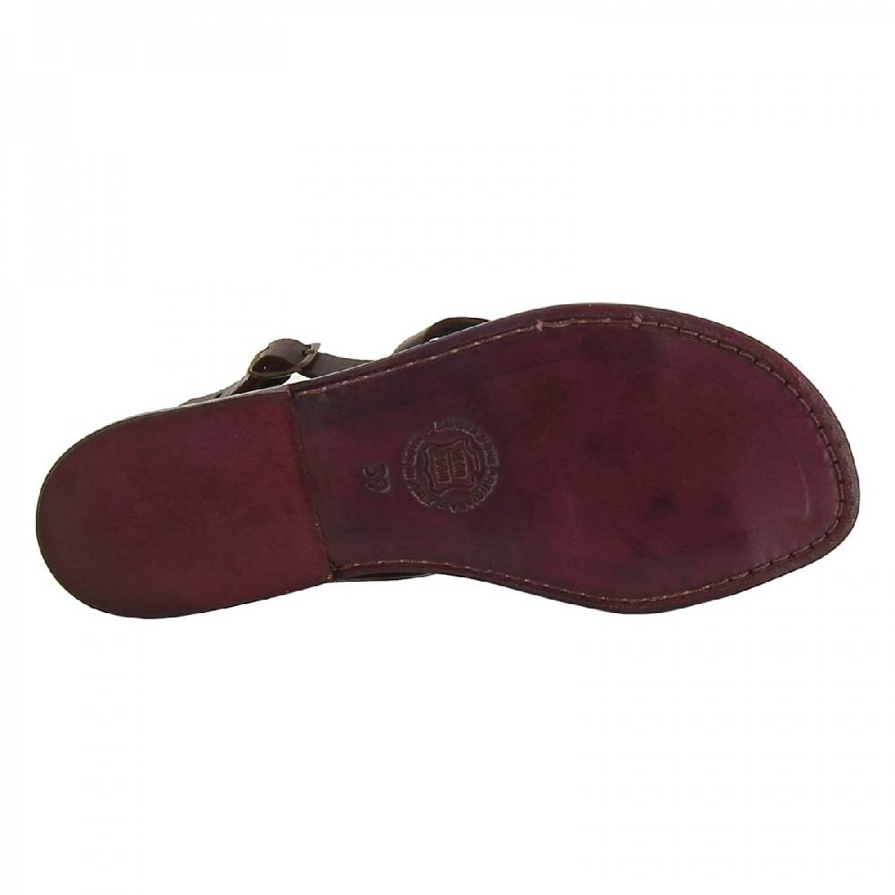 Lartigiano Del Cuoio Sandali donna in pelle color prugna fatti a mano Novità