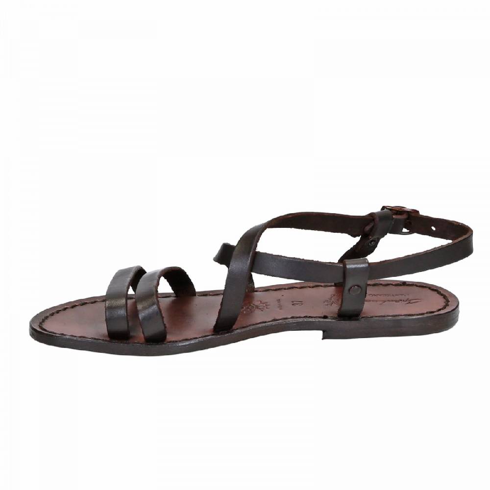 Lartigiano Del Cuoio Sandali donna in cuoio marrone scuro artigianali Offerta