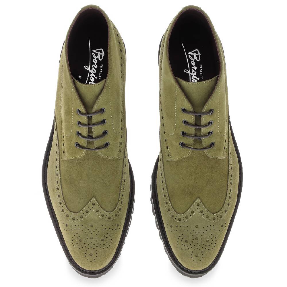 Lartigiano Del Cuoio Stivaletto brogues in camoscio color argilla - Fratelli Borgioli - Artigianalità Italiana In Vendita