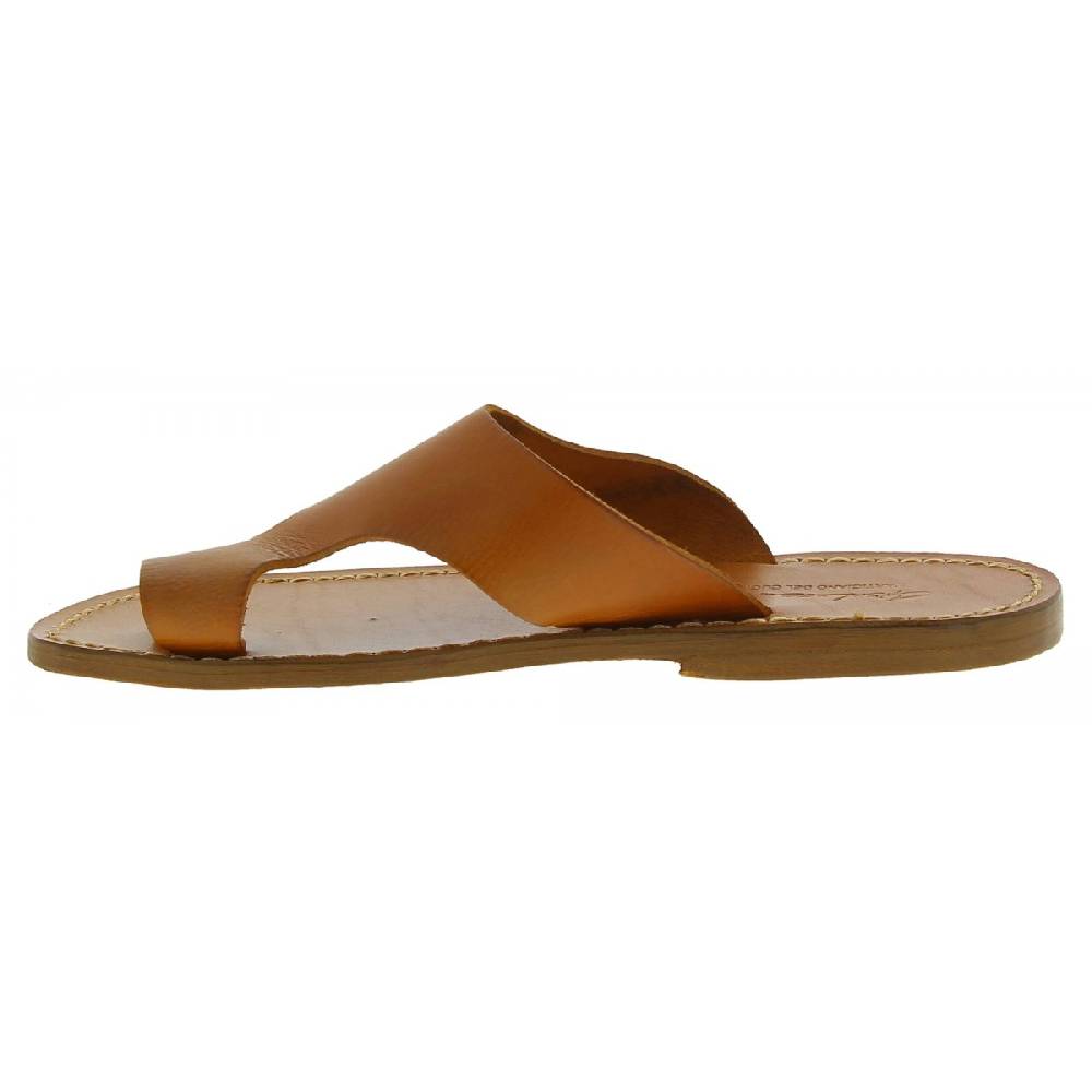 Lartigiano Del Cuoio Ciabatte infradito da uomo in pelle color cuoio artigianali Offerte