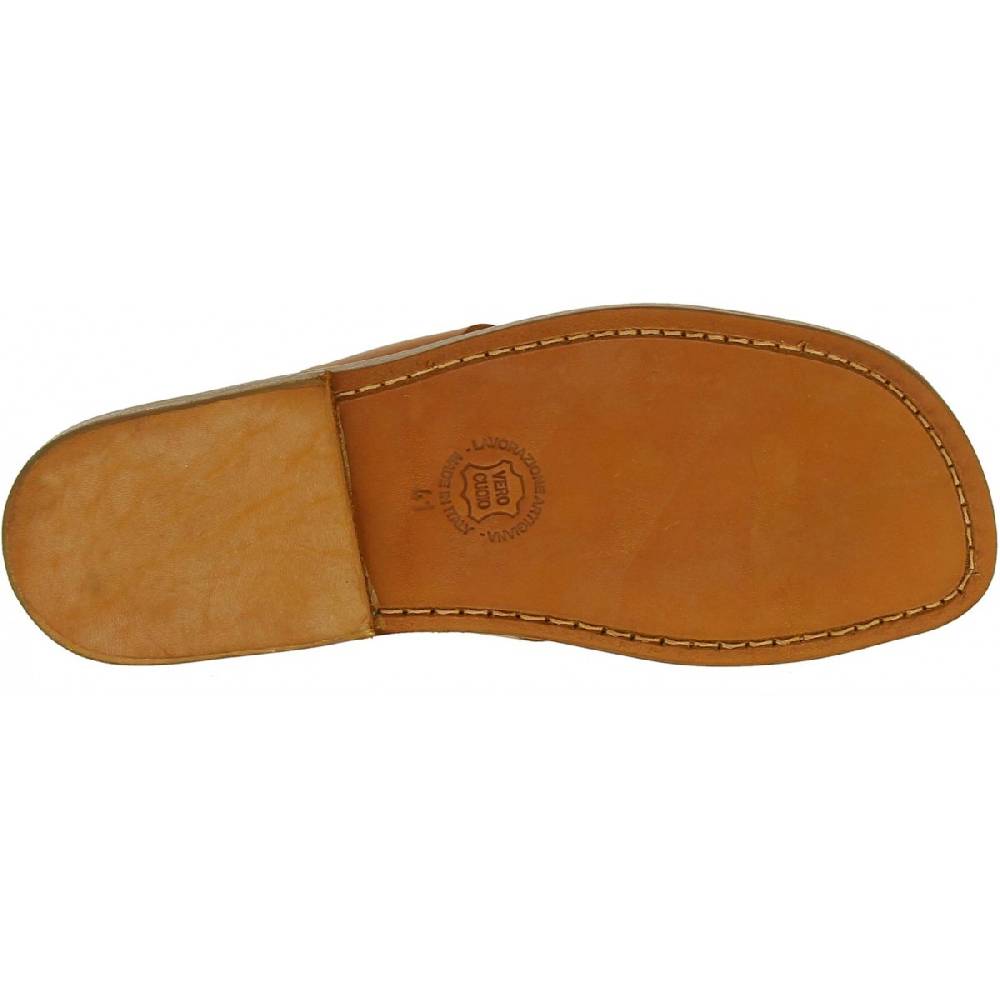 Lartigiano Del Cuoio Ciabatte infradito da uomo in pelle color cuoio artigianali Offerte