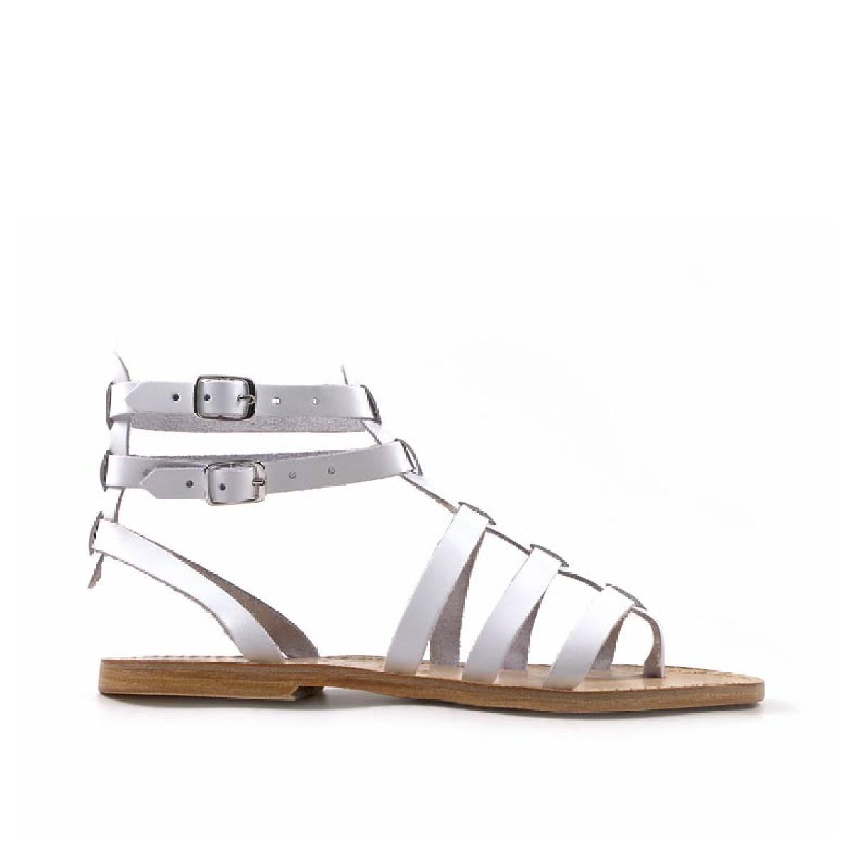 Lartigiano Del Cuoio Sandali gladiatore bassi fatti a mano in Italia in pelle bianco Vendite Flash