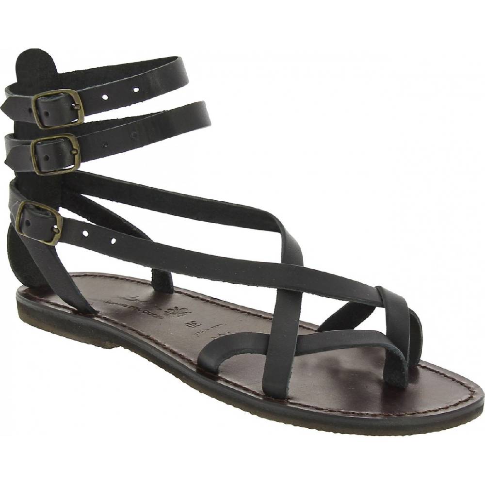 Lartigiano Del Cuoio Sandali gladiatore fatti a mano in pelle colore nero Moda