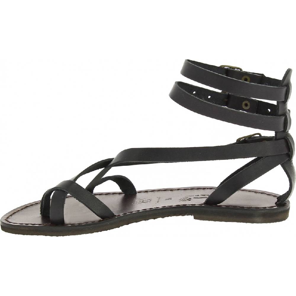 Lartigiano Del Cuoio Sandali gladiatore fatti a mano in pelle colore nero Moda