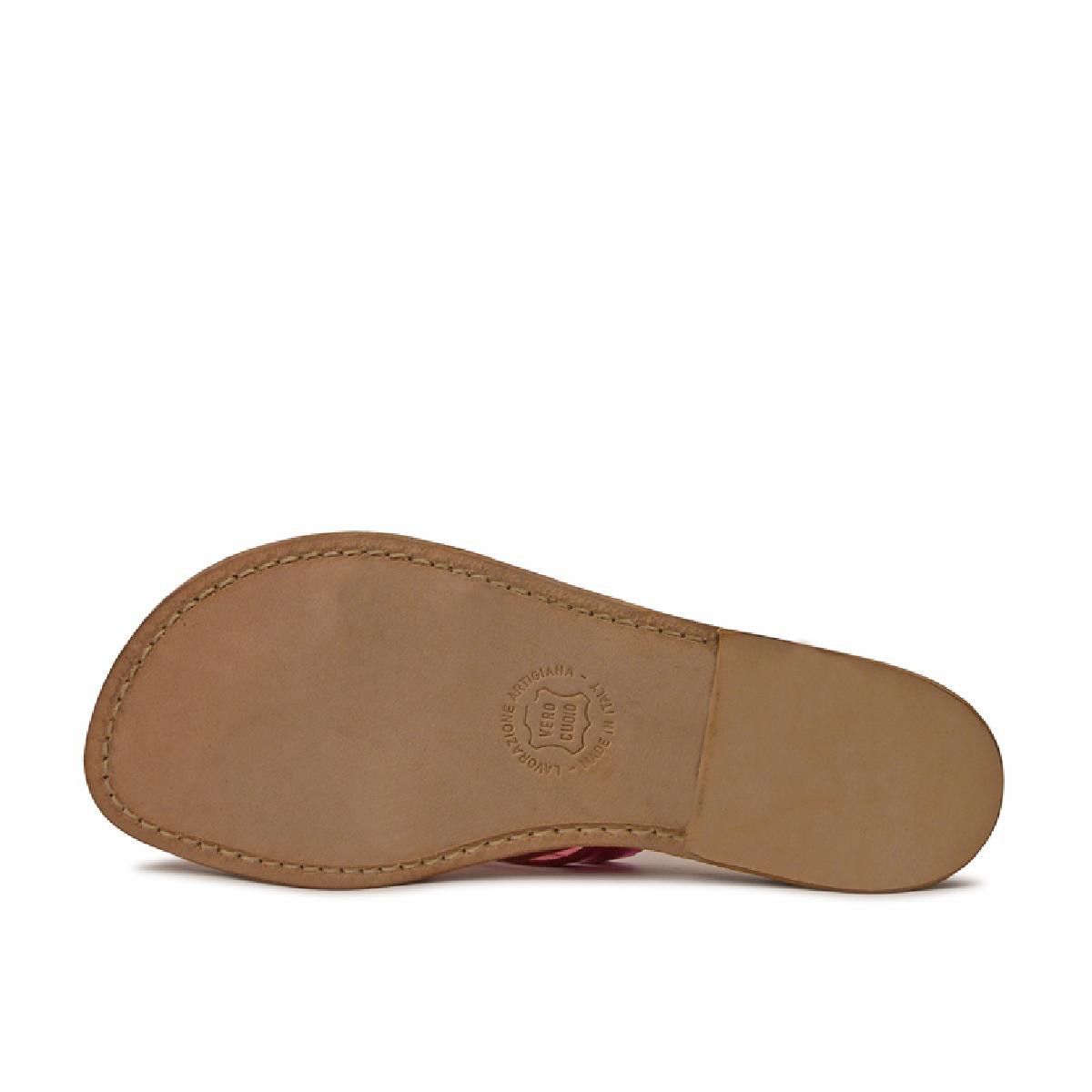 Lartigiano Del Cuoio Ciabatte infradito donna in pelle laminata fucsia Negozio online di fabbrica