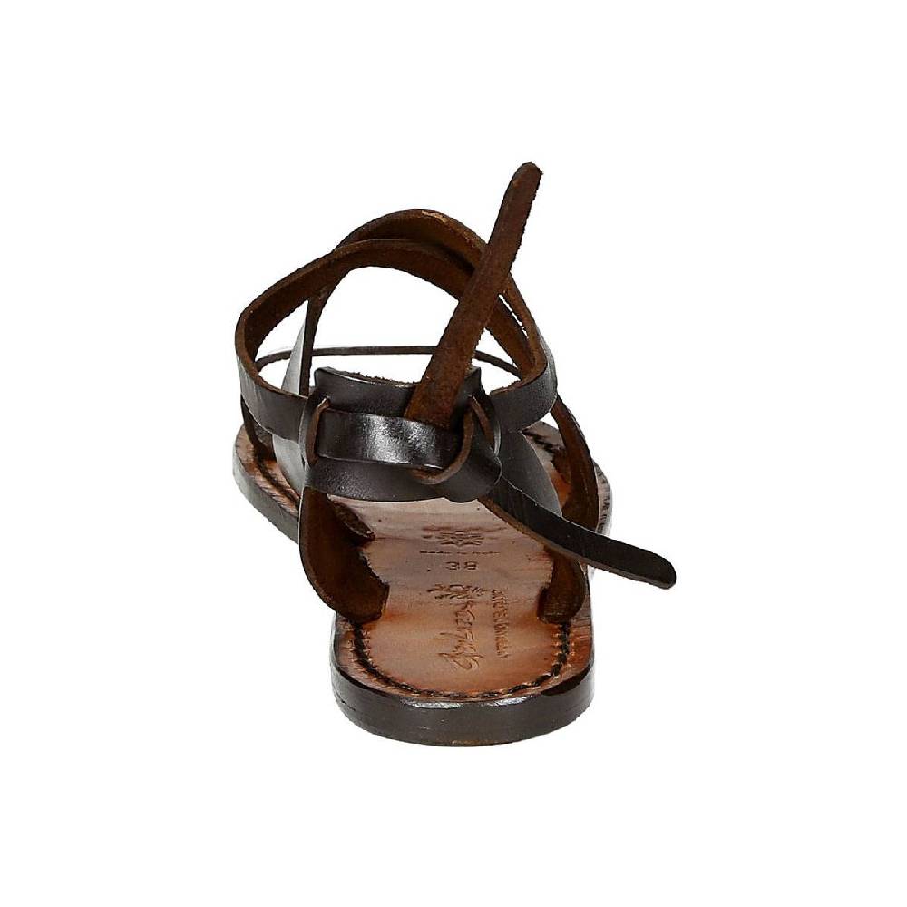 Lartigiano Del Cuoio Sandali donna fatti a mano in pelle marrone scuro Offerta speciale