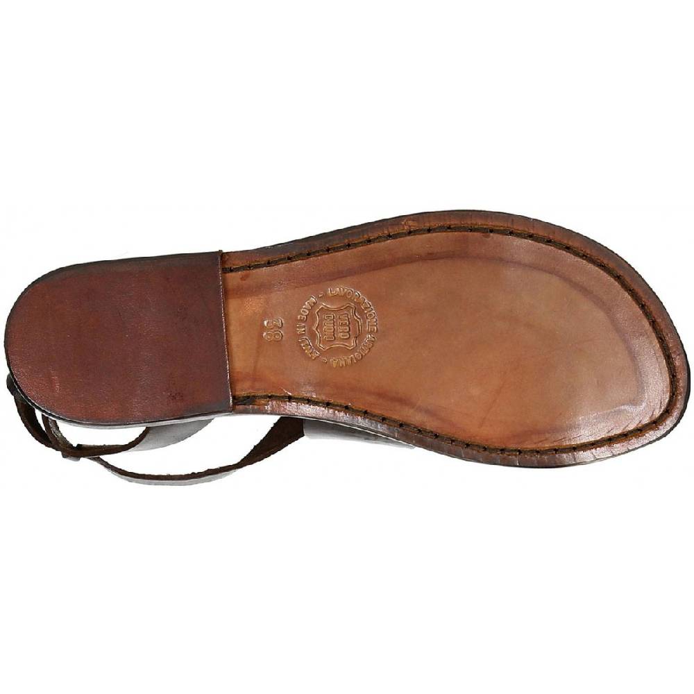 Lartigiano Del Cuoio Sandali donna fatti a mano in pelle marrone scuro Offerta speciale