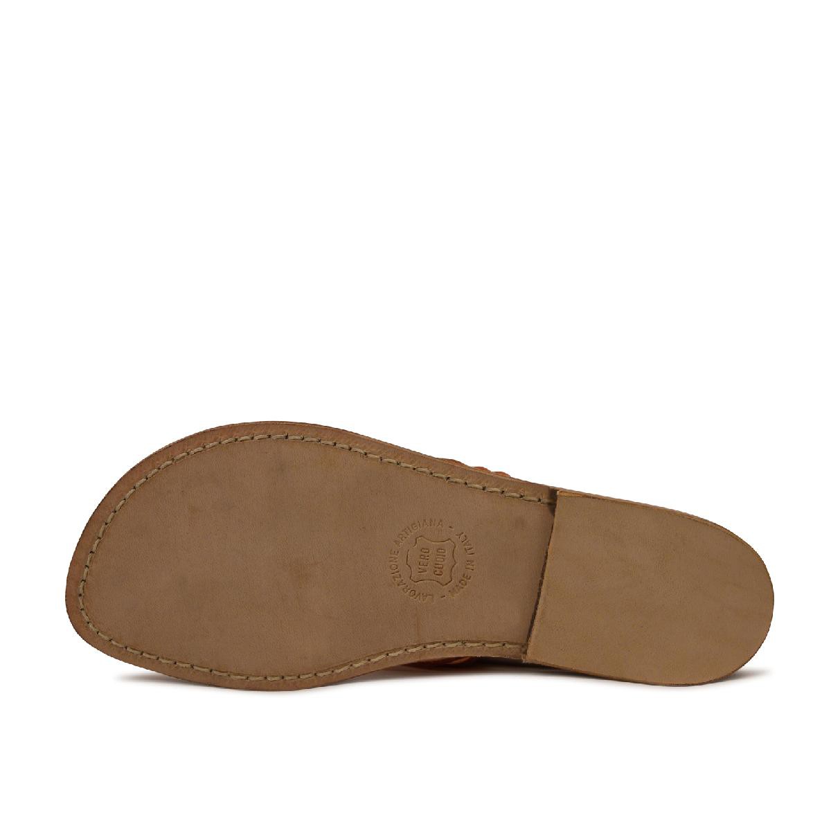 Lartigiano Del Cuoio Cibatte infradito donna in pelle laminata arancio Grande vendita