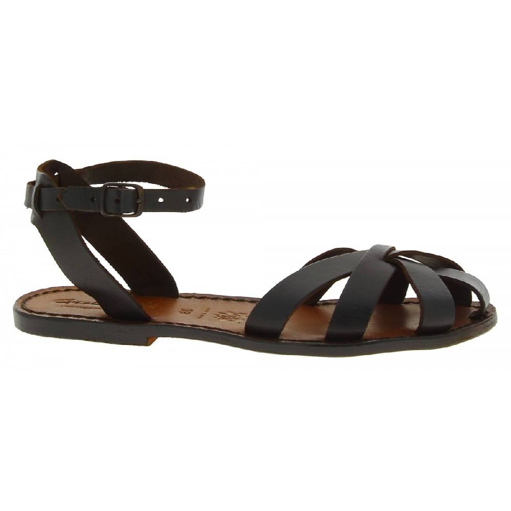 Lartigiano Del Cuoio Sandali bassi fatti a mano in Italia in pelle color testa di moro Flash Sale
