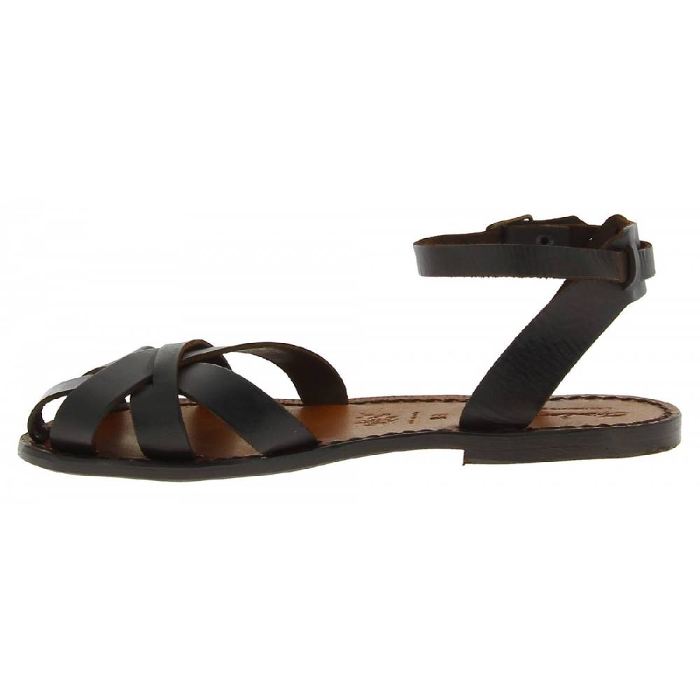 Lartigiano Del Cuoio Sandali bassi fatti a mano in Italia in pelle color testa di moro Flash Sale