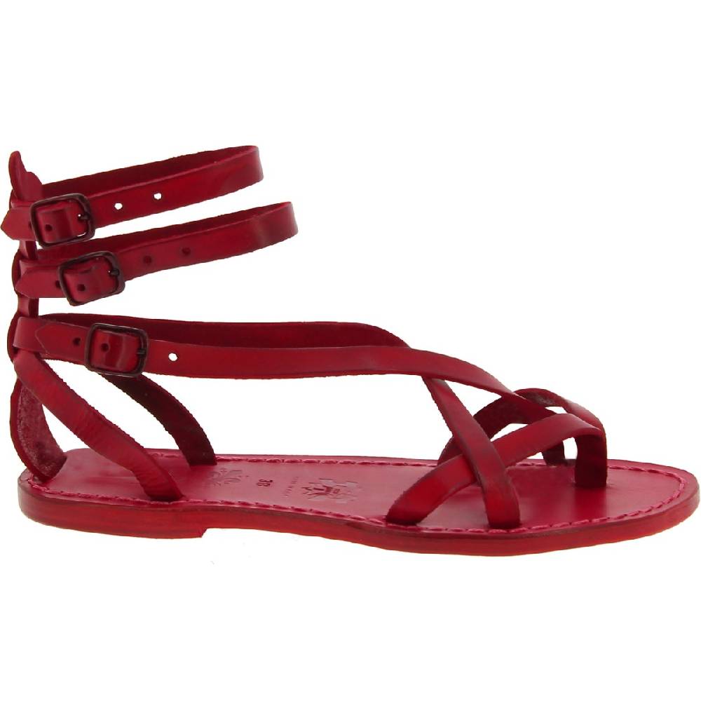 Lartigiano Del Cuoio Sandali gladiatore donna in pelle rossa fatti a mano Offerta esclusiva