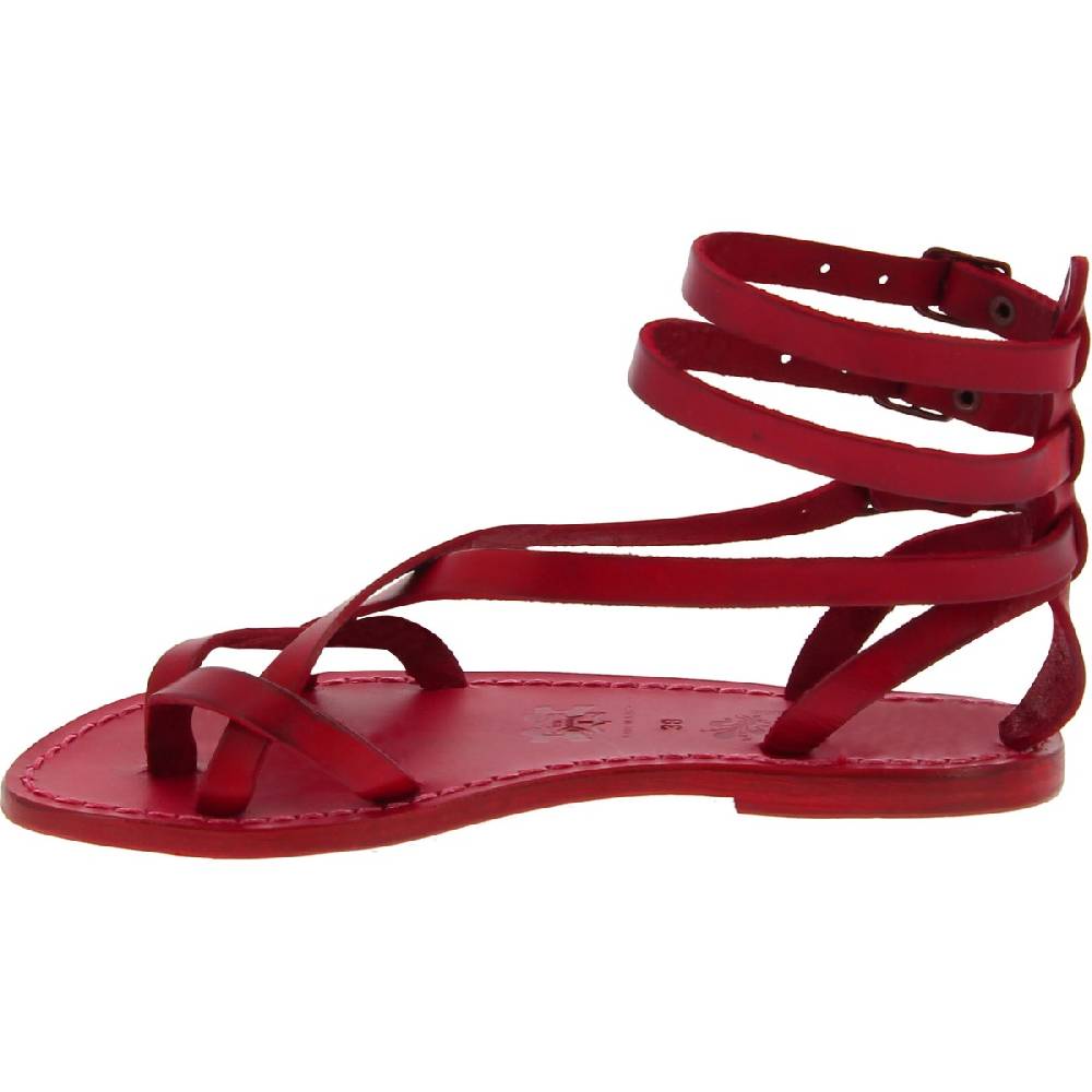 Lartigiano Del Cuoio Sandali gladiatore donna in pelle rossa fatti a mano Offerta esclusiva