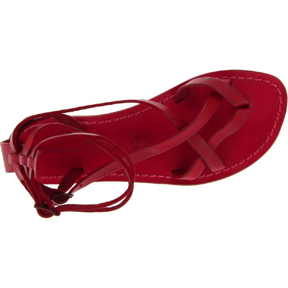 Lartigiano Del Cuoio Sandali gladiatore donna in pelle rossa fatti a mano Offerta esclusiva