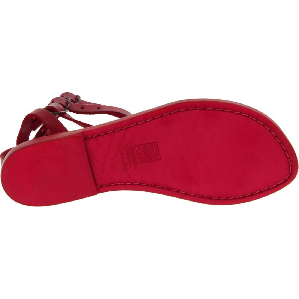 Lartigiano Del Cuoio Sandali gladiatore donna in pelle rossa fatti a mano Offerta esclusiva