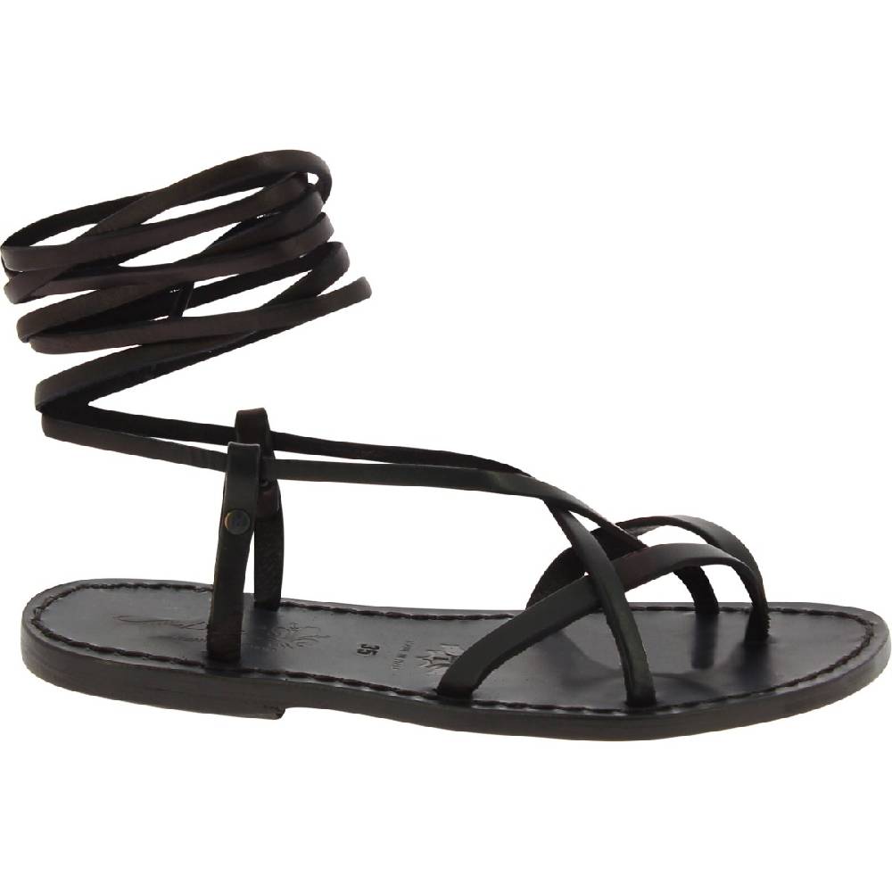 Lartigiano Del Cuoio Sandali infradito schiava da donna artigianali in pelle nera Cyber Monday