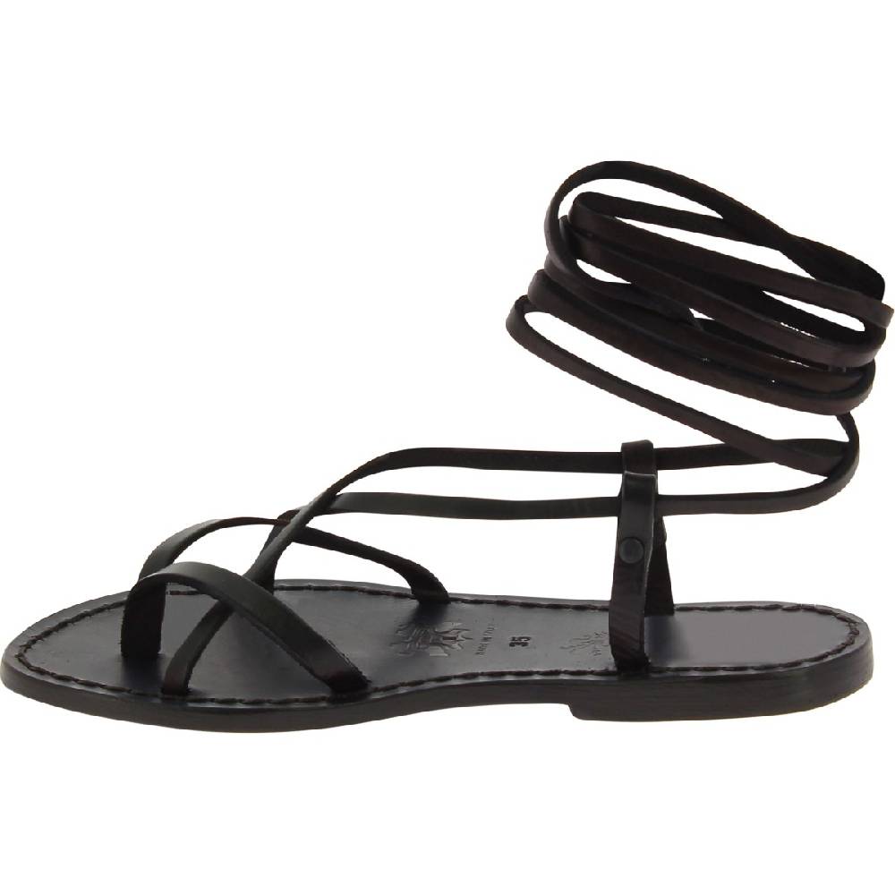 Lartigiano Del Cuoio Sandali infradito schiava da donna artigianali in pelle nera Cyber Monday