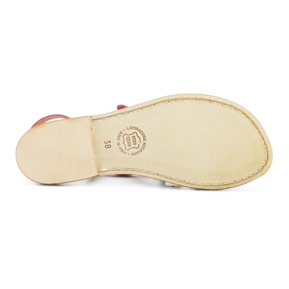 Lartigiano Del Cuoio Sandali infradito donna bicolore fucsia e cuoio Offerta Pasqua
