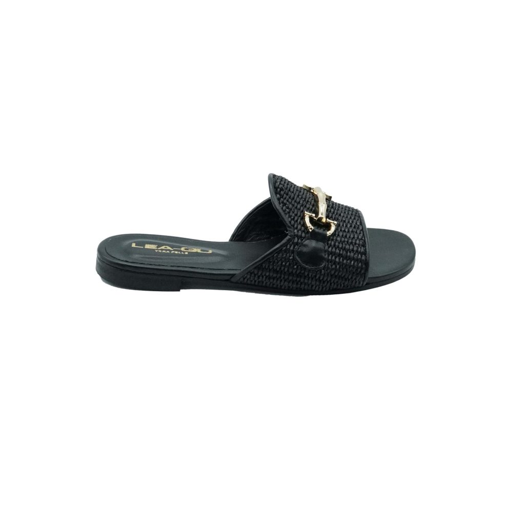 Lea Gu ciabattina in nappa, fascia frontale in rafia con accessorio, tacco 10mm Outlet