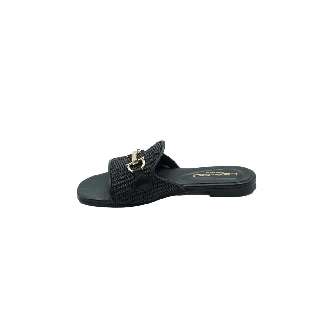 Lea Gu ciabattina in nappa, fascia frontale in rafia con accessorio, tacco 10mm Outlet